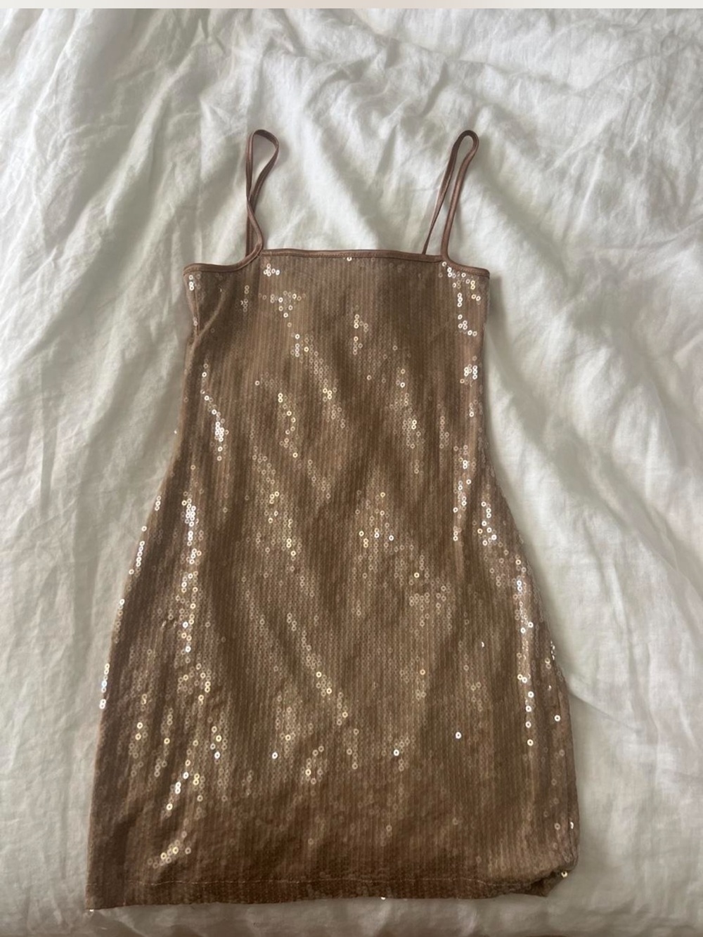 Motel Rocks Sequin Mini Slip Dress in Champagne Rose